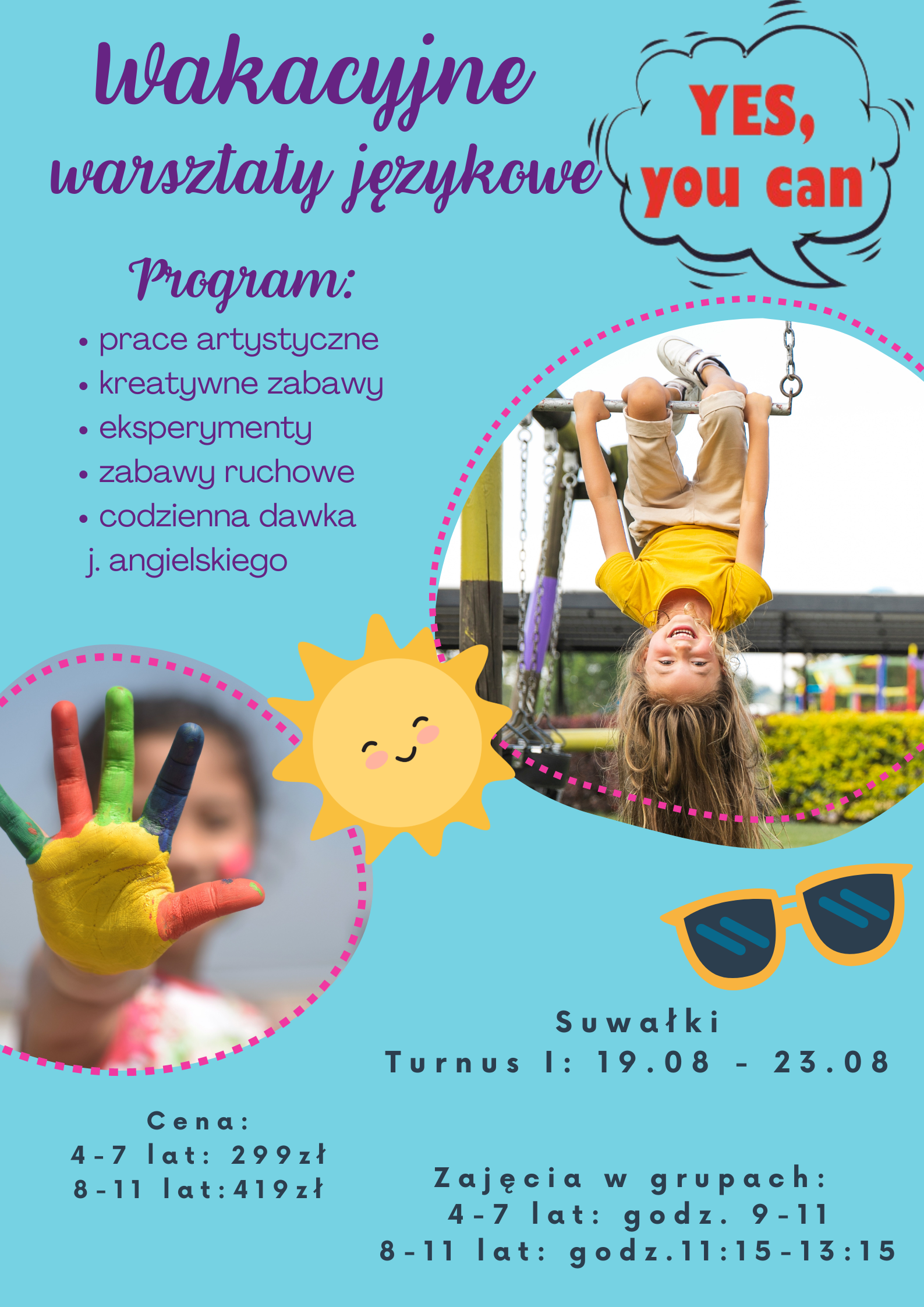 Niebiesko żółty zabawny plakat półkolonie dla dzieci (4)